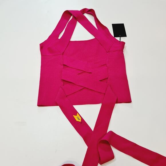 NBD Tia Tie Back Top in Fuchsia Small - Picture 9 of 9